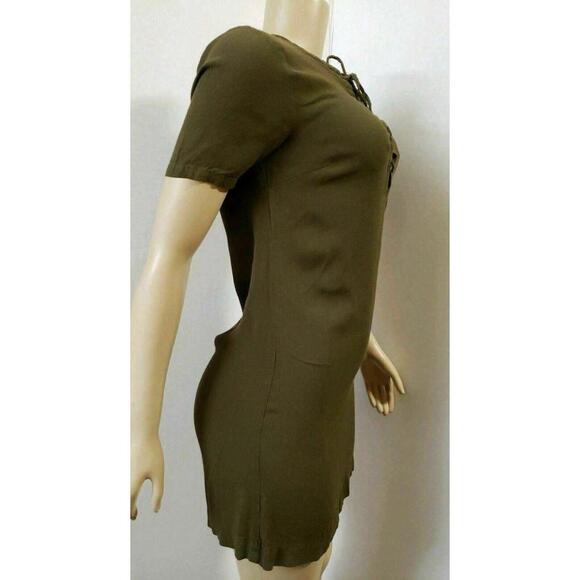 MADEWELL ~ Novella Lace-Up Olive Green  women's Dress XXS Shift Short-sleeve - Picture 5 of 8